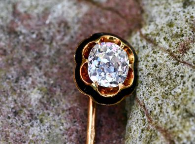 Antique 1ct Diamond Tie Pin / Lapel Pin circa 1850