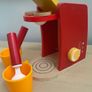 wooden coffee machine set with cups, spoons, pods Image 2