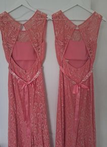 Two coral lace occasion dresses