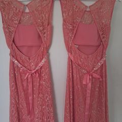 Two coral lace occasion dresses