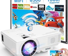 Full HD 1080P Enhanced Mini Wireless Projector 8500 Lumen, Portable Video Projector Compatible with TV Stick Smartphone Tablet HDMI USB AV for Home Theater