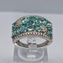 Beautiful Blue Apatite , White Zircon Cluster Ring in rhodium Sterling Silver Image 8