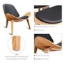 BRAND NEW Black Leather Ashwood Shell Chair Genuine Single Sofa Chaise for Living Room Image 4