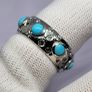 Arizona Sleeping Beauty Turquoise & Natural Zircon Band Ring in Platinum Overlay Sterling Silver. Image 5