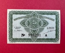 French. Indo - China  5 Cents  Pick 88. ( Uncirculated )