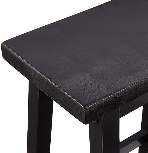 Kitchen Stools Solid Wood Low Bar Stools Dining Chair Easy Assemble Modern Set of 2 24" Tall Black