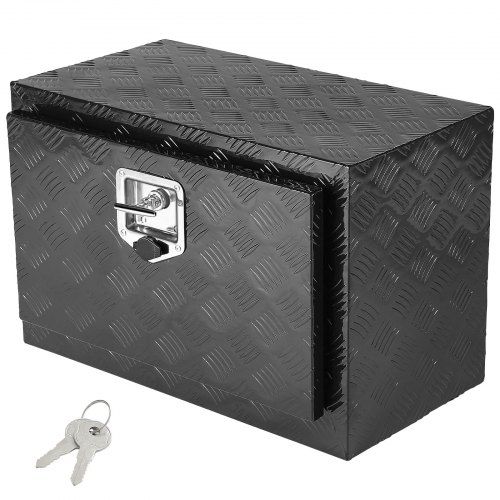 Underbody Truck Box, 24" x 14" x 16" Pickup Storage Box, Heavy Duty Aluminum Diamond Plate Tool Box with Lock and Keys