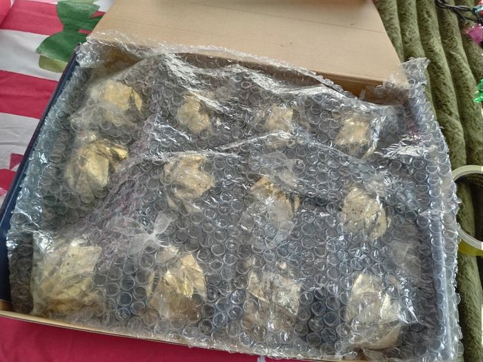 Box of x12 Gold Speckle Geometric Style Glass Christmas Baubles