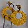 Golden Yellow Raffia Woven Stud Hollow Out Woven Hoop Earrings Image 8