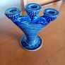 Blue Ceramic 3x Candle Holder Image 3