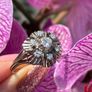 Antique Art Deco 18ct Gold and  Diamond Daisy Ring Image 7
