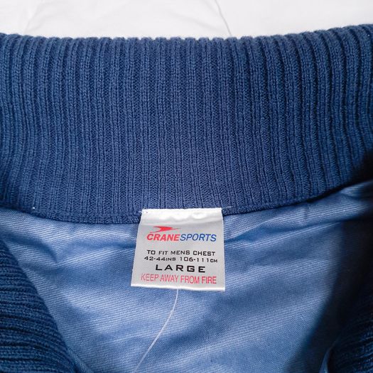 Crane Sports Blue Quarter Zip Ribbed Pullover Golf Sweater Racing Stripes Size L