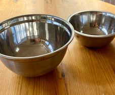 Pair of stainless steel mixing bowls