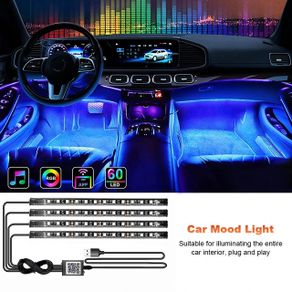 Led Car Foot Ambient Light With USB Neon Mood Lighting Music Control App RGB Auto Interior Decorative Atmosphere Light