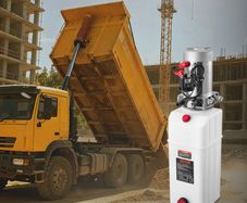 12V DC Hydraulic Power Unit with 8L Metal Reservoir, Single Acting Pump for Dump Trailer & Car Lifting