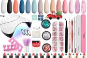 FREE SHIPPING Polish Set with 36W UV/LED Nail lamp, Phoenixy 14+3pcs Gel Nail Polish Starter kit Blue Pink Soak off Nail Polish Gel Glossy Matte Base Top Coat Manicure Tools Gel Nail Gift Set for Women