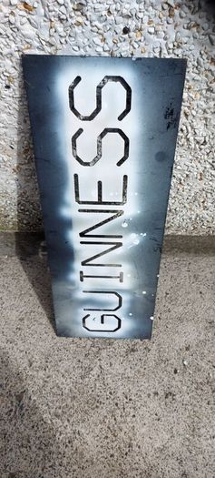 Guinness stencil laser cut steel metal stencil,,make ur own signs ,buyer collects or pays postage thank you, sold as is,heavy duty metal