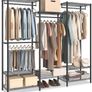 Open Wardrobe Coat Rack Metal Coat Rack with Adjustable Shelves and Clothes Rails Hooks Heavy Duty Separable Ink Black Image 4