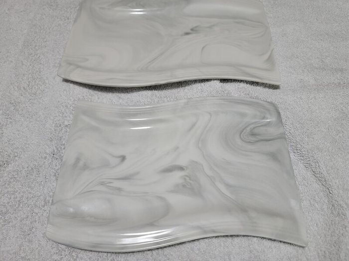 Stylish Modern Porcelain China Square 55 Piece Dinner Set, Marble Grey, Dinnerware, Dinner Party Set. Plates, Cups Mugs Bowls Egg Cups