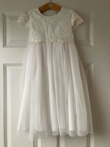John Rocha Ivory dress with lace and silk ribbon age 5
