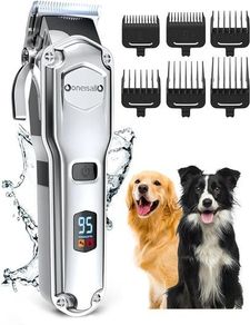 SALE | Dog Clippers for Grooming for Thick Heavy Coats/Low Noise Rechargeable Cordless Pet Shaver with Stainless Steel Blade for Pets and Animals, Waterproof