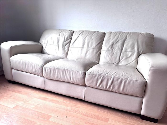 Cream leather settee