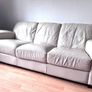 Cream leather settee Image 2