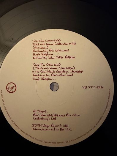 Phil Collins Take Me Home Extended Mix 1985 UK 12inch Vinyl