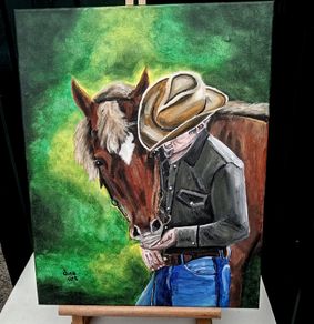 Original Painting  Western Buddies