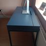 Modern dark blue desk with two drawers Image 4