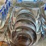 Vintage Large Art Deco Blue Glass Footed Bowl Image 8