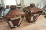 Copper leaded glass lanterns.