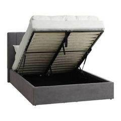 Bed frame HASLEV KNG dark grey /w storage