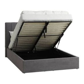 Bed frame HASLEV KNG dark grey /w storage