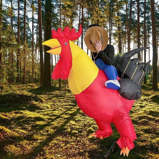 Inflatable Rooster Costume Fancy Dress Inflatable Costumes for Halloween Cosplay Air Blow Up Costumes Giant Suit T-Rex Rider Costume for Christmas Birthday Wedding Easter Party (FREE SHIPPING)