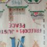 Embroidered Needlework Sampler."Freedom,Justice,Peace" 1945. Image 3