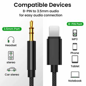 For iPhone 8 Pin 3.5Mm Headphone Jack Audio Kabel Adapter For Iphone 13 12 Pro Max Xs Xr Aux Splitter Wire Converter Accessoires