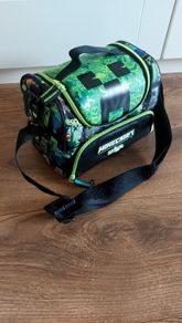 Smiggle Minecraft Double Decker Lunchbox with Strap - Black