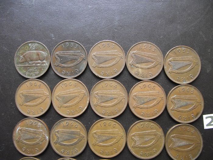 20 Irish half pennies (1953-1967)