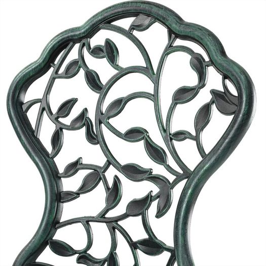 French Country Style Cast Aluminium Bistro Set Deep Forest Green