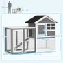 2 Tiers Rabbit Hutch and Run Wooden Guinea Pig Hutch Outdoor with Sliding Tray, Ramp, 122 x 62.6 x 92cm, Grey Image 2