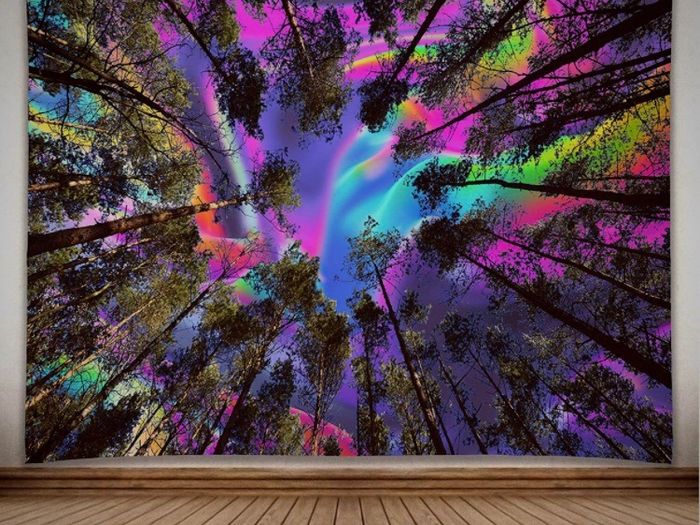 Trippy Tapestry Fantasy Rainbow Colourful Forest Aesthetic Bedroom Decor (Multiple Sizes)