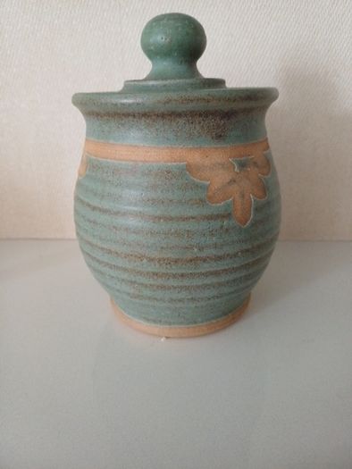 D. Rooney Olive Green pottery Jar with Lid