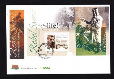 2001 Ireland Irish Heritage in Australia Commemorative Stamp Miniature Sheet An Post First Day Cover (FDC).