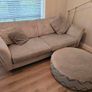 DFS Lawrie Formal Back 4 seater Sofa with  a large round pattern and plan footstool, PRICE DROP OPEN TO OFFERS Image 4