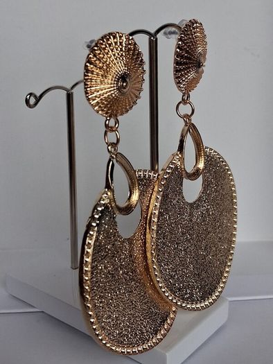 Gold Sunburst Hammered Round Disc Drop Earrings