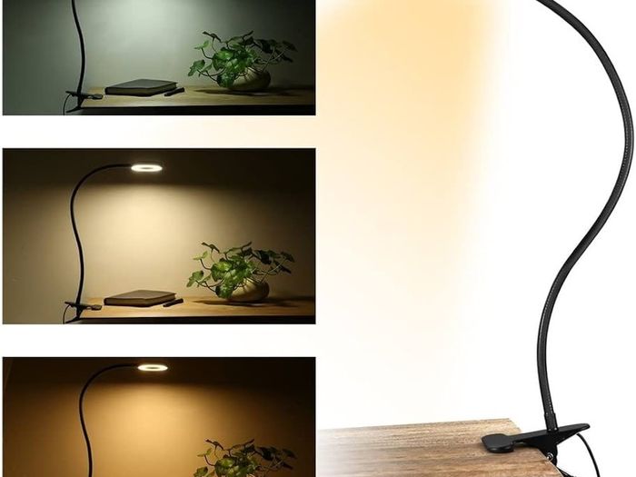 SALE |  USB LED Desk Lamp Clip On Light, Clip on Reading Light 48 LED 3 Light Mode 10 Dimmable Brightness, 360 Dwgree Flexible Gooseneck Clip Lamp for Reading Studying Headboard Bedroom Lighting