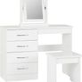 White gloss dressing table with stool and mirror Image 4