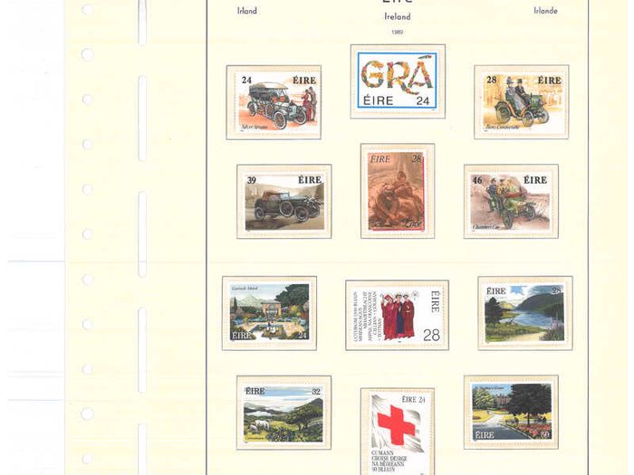 Collection. ireland 1985-1991 commemorative and definitive stamps on Lighthouse (Leuchtturm) pages 57-80 Mint Never Hinged (MNH). I note all commemorative stamps and definitive stamps including Irish Heritage & Treasures set.