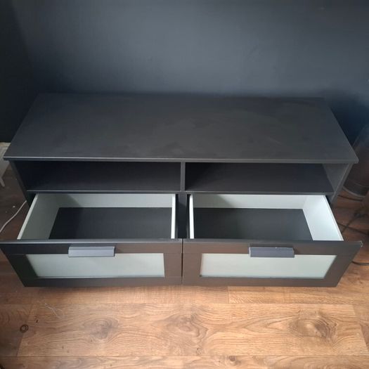 Large black TV unit / media console in good used condition.
